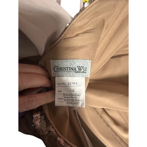 Christina Wu Size 12  Taupe Formal‎ Mother Of Bride Groom Dress NWT Smal… - Picture 5 of 10